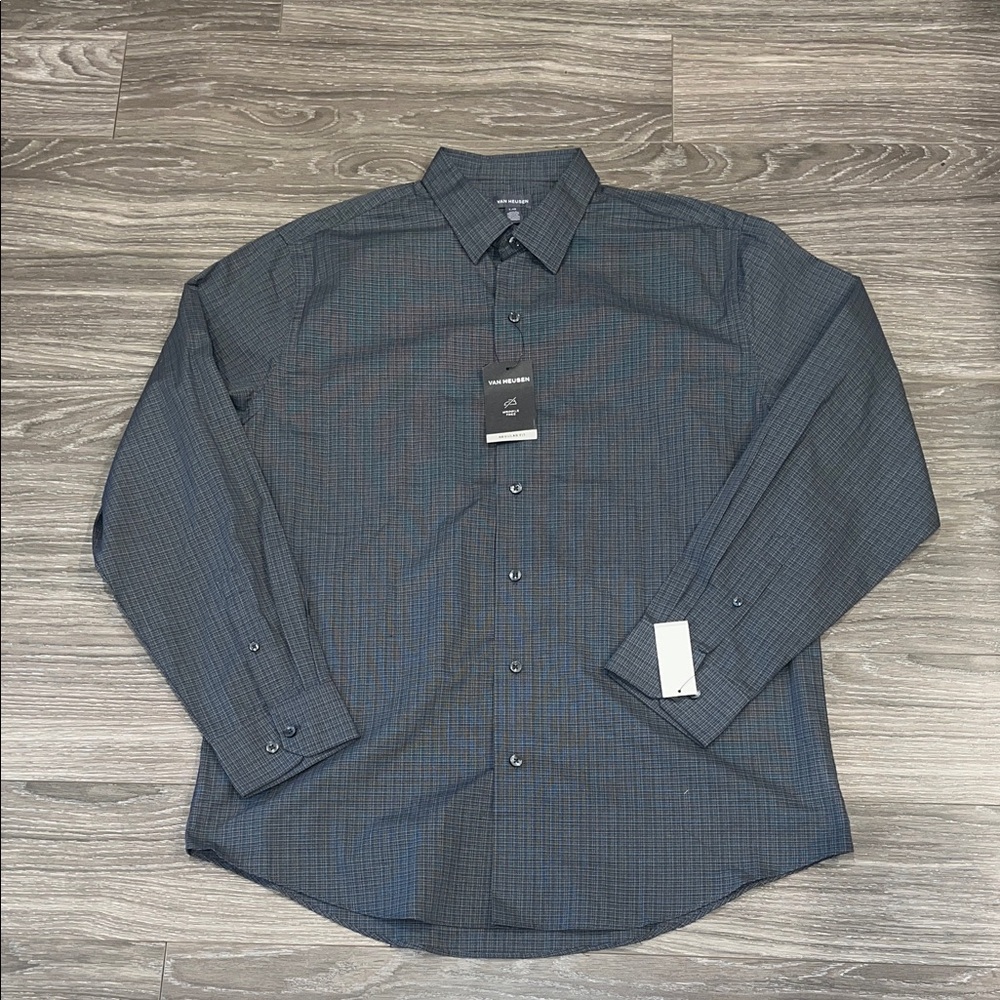 Van Heusen Men's Dark Gray Button Down Shirt
